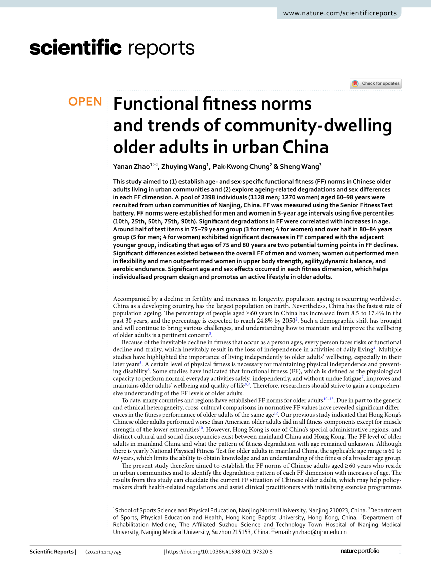 PDF) Functional fitness norms and trends of community-dwelling 