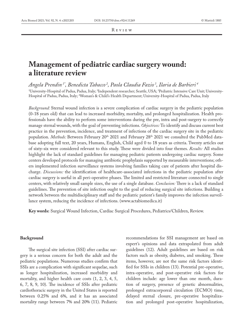 literature review on cardiac surgery