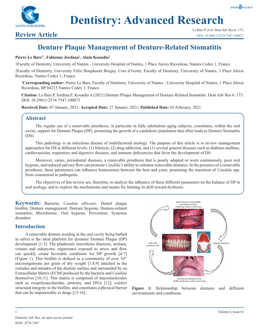 PDF Denture Plaque Management of Denture Related Stomatitis