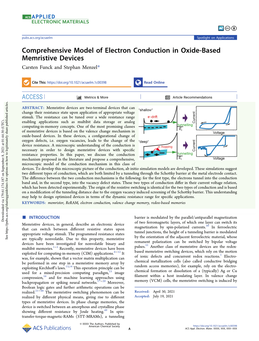 PDF) Comprehensive Model of Electron Conduction in Oxide-Based 