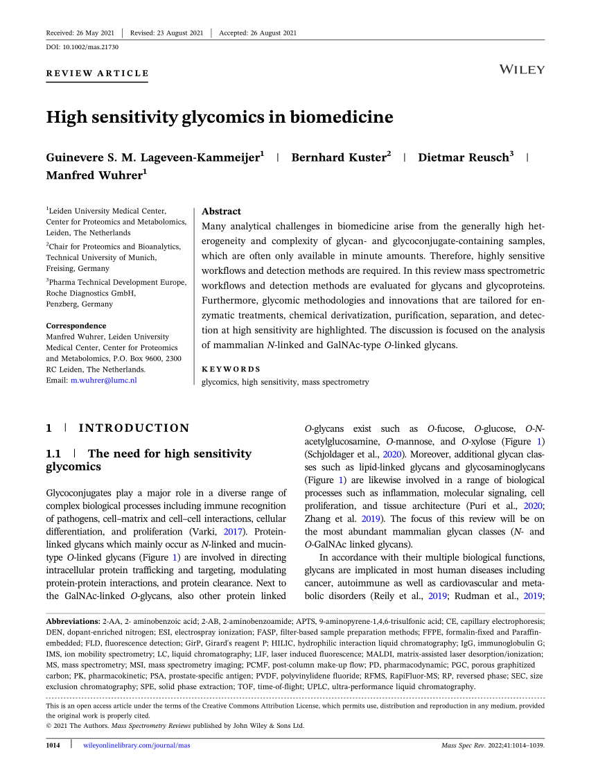 PDF High sensitivity glycomics in biomedicine