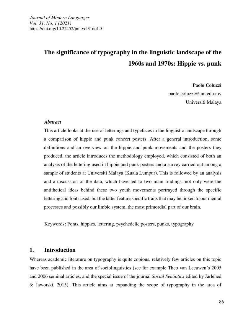 PDF) The significance of typography in the linguistic landscape of the 1960s and 1970s Hippie vs image