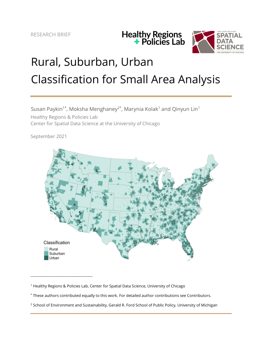 Pdf Rural Suburban Urban Classification For Small Area Analysis