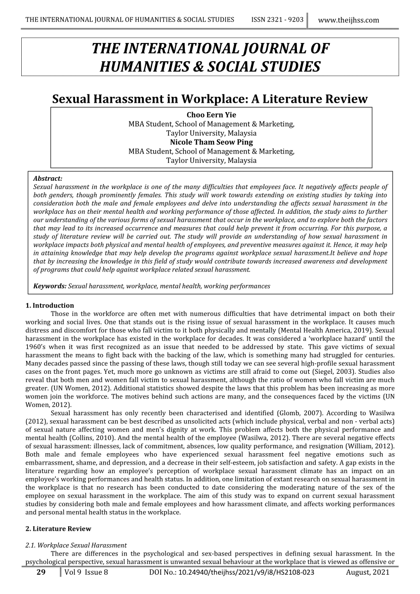 sexual harassment research articles