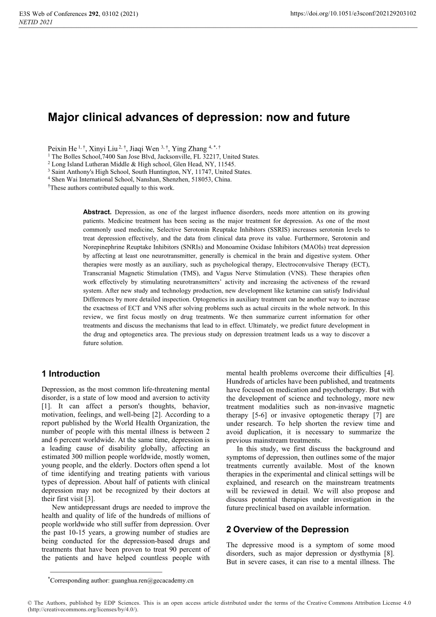 new research clinical depression