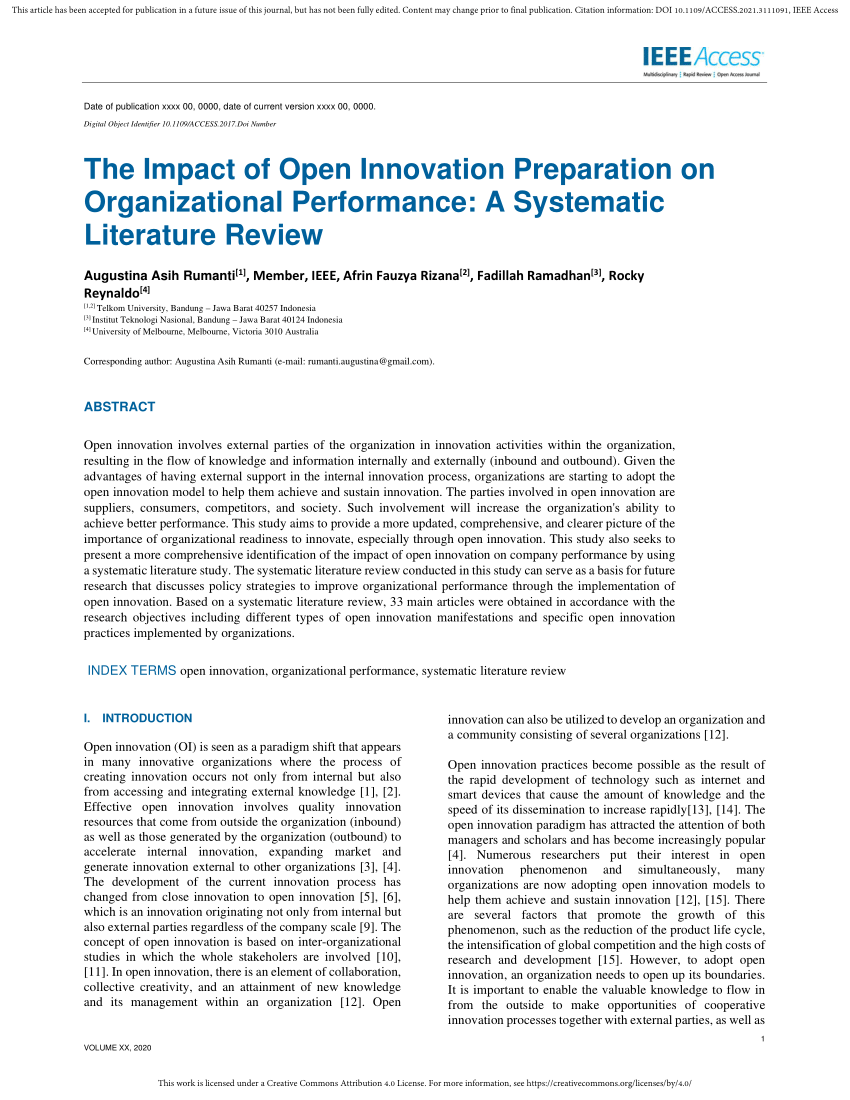 open innovation literature review