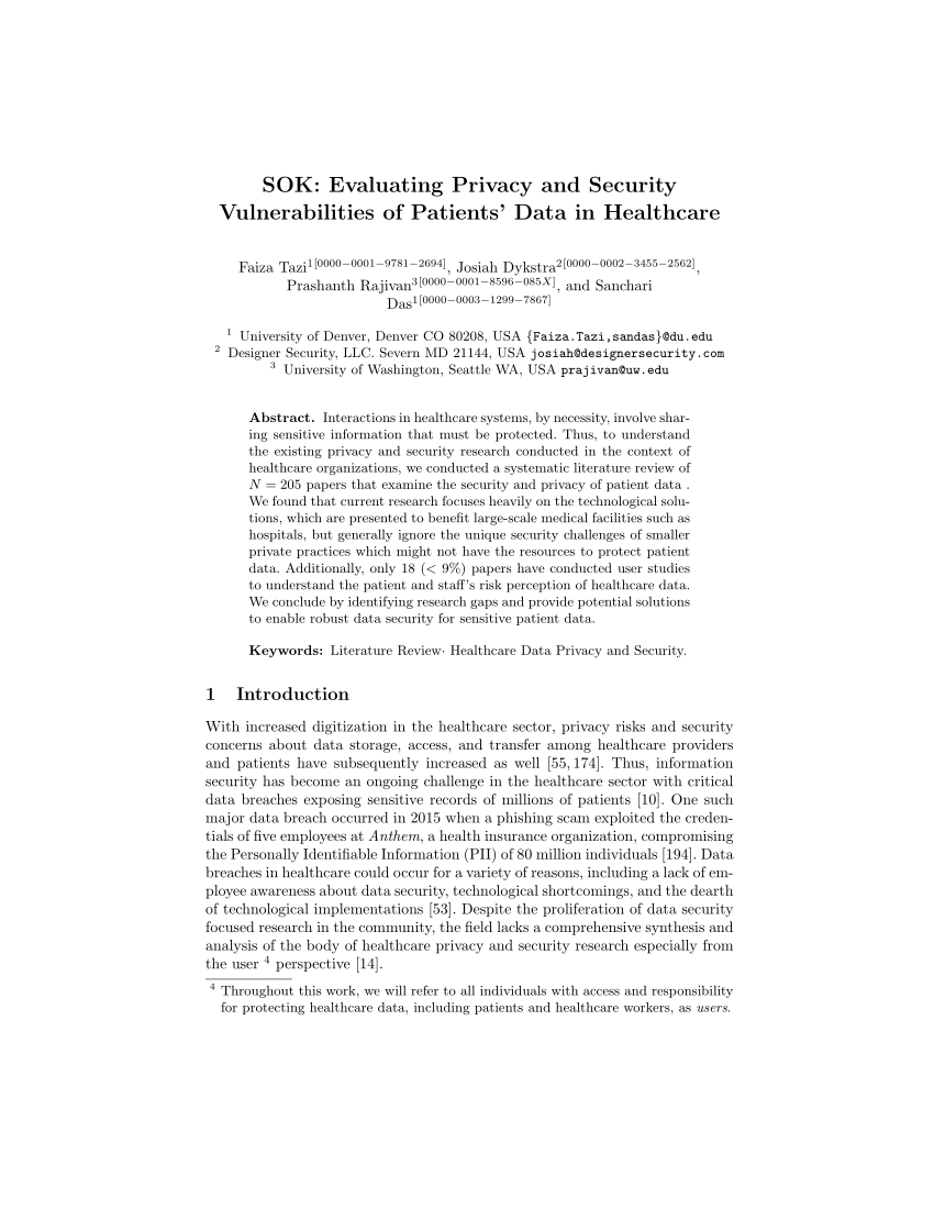 PDF) SOK: Evaluating Privacy and Security Vulnerabilities of 