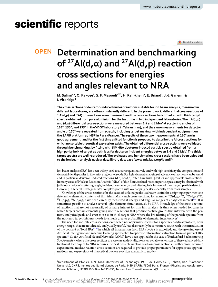 analog sleep Sudan PDF) Determination and benchmarking of 27Al(d,α) and 27Al(d,p) reaction  cross sections for energies and angles relevant to NRA