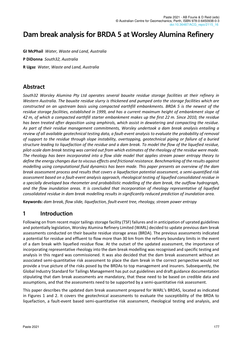 research paper on dam break analysis