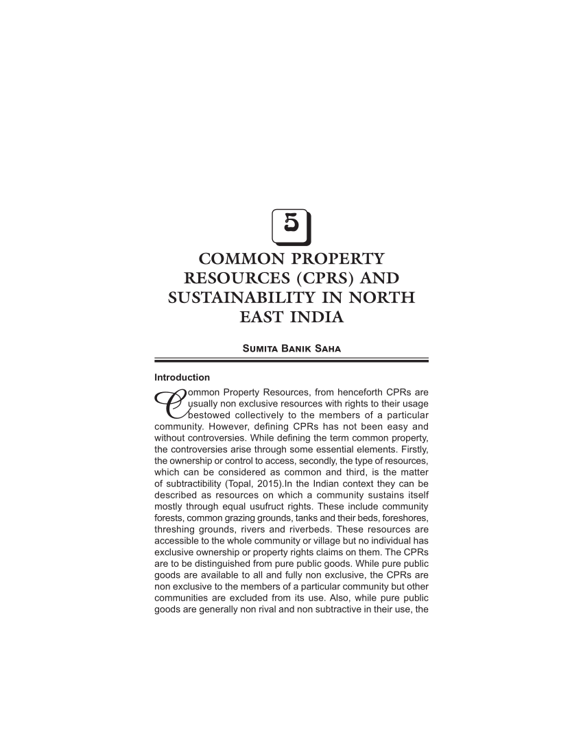 (PDF) COMMON PROPERTY RESOURCES (CPRS) AND SUSTAINABILITY IN NORTH EAST