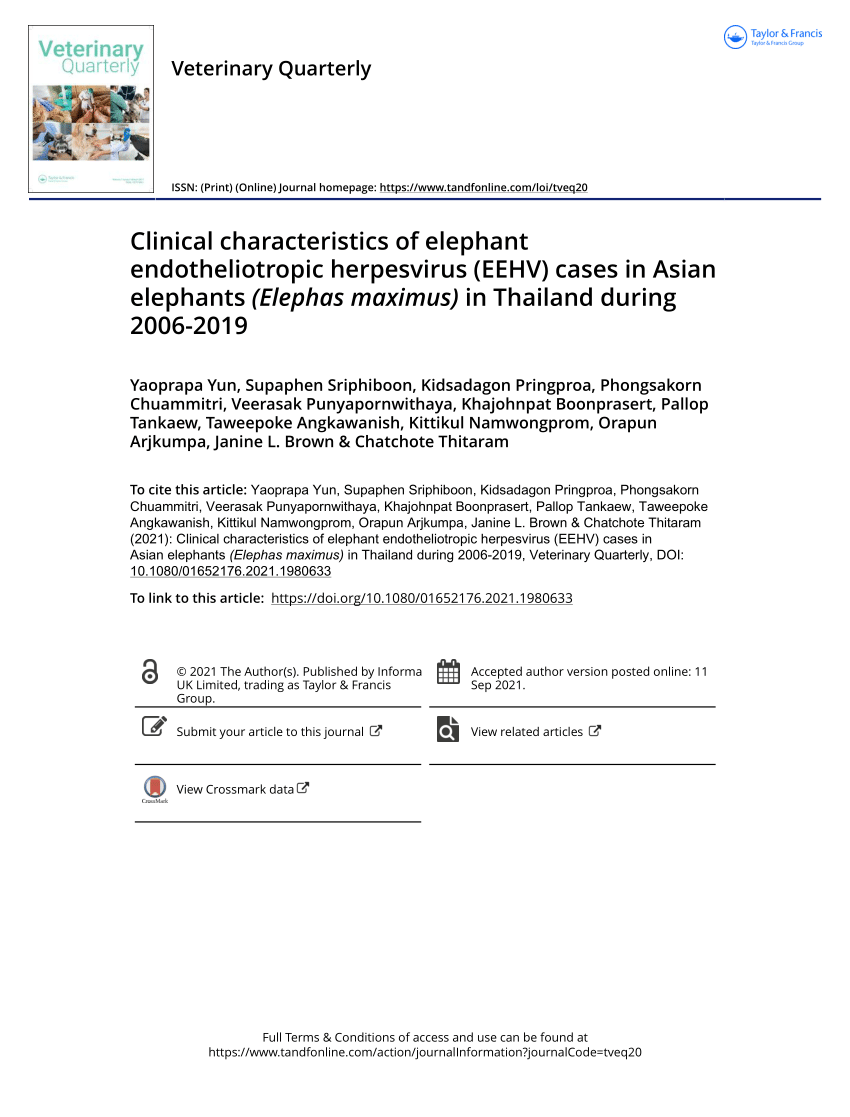 (PDF) Clinical characteristics of elephant endotheliotropic herpesvirus