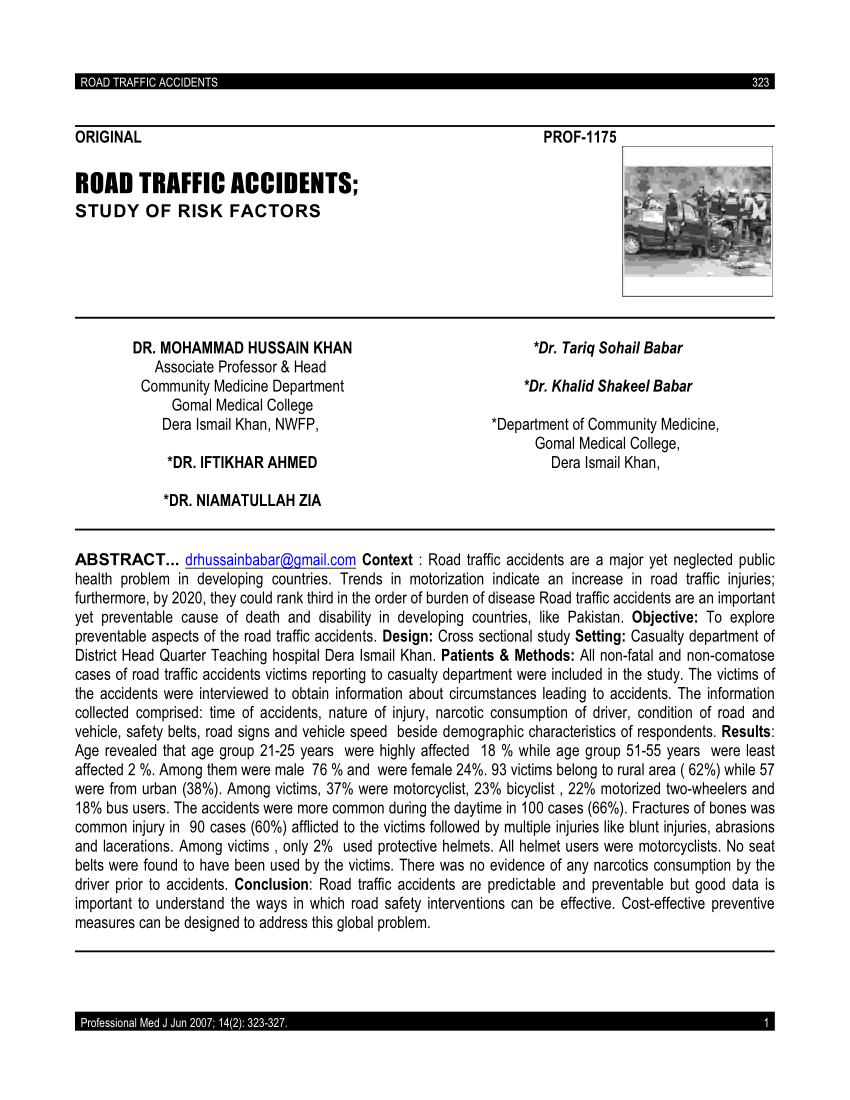 research proposal on road traffic accidents pdf