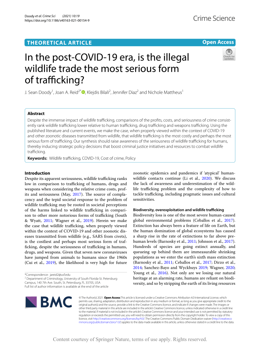 PDF) In the post-COVID-19 era, is the illegal wildlife trade the 