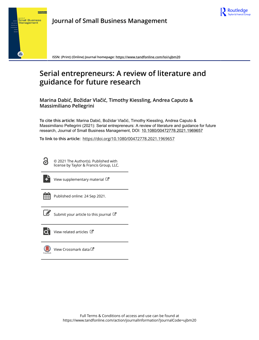 serial entrepreneurs a review of literature and guidance for future research
