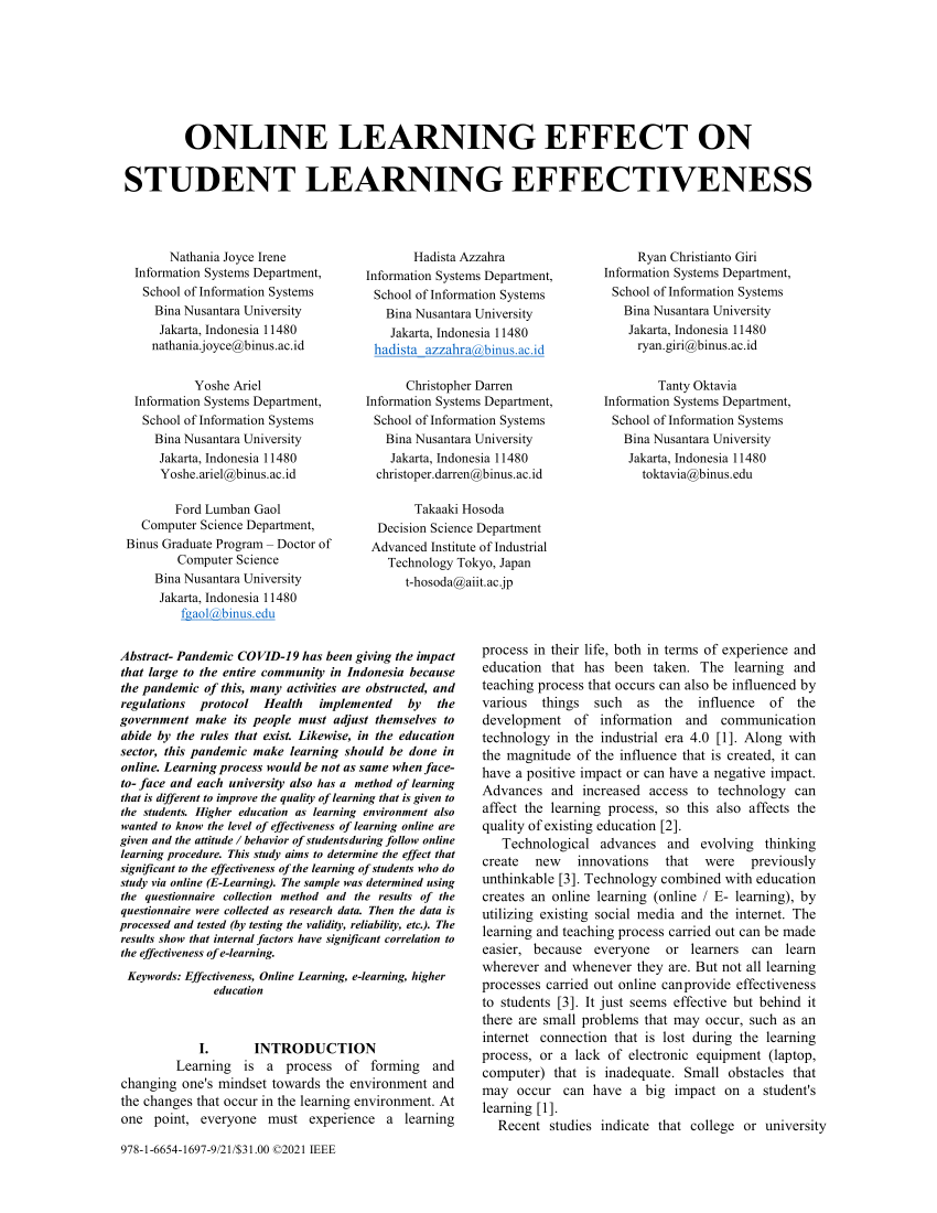 research paper about online learning chapter 1