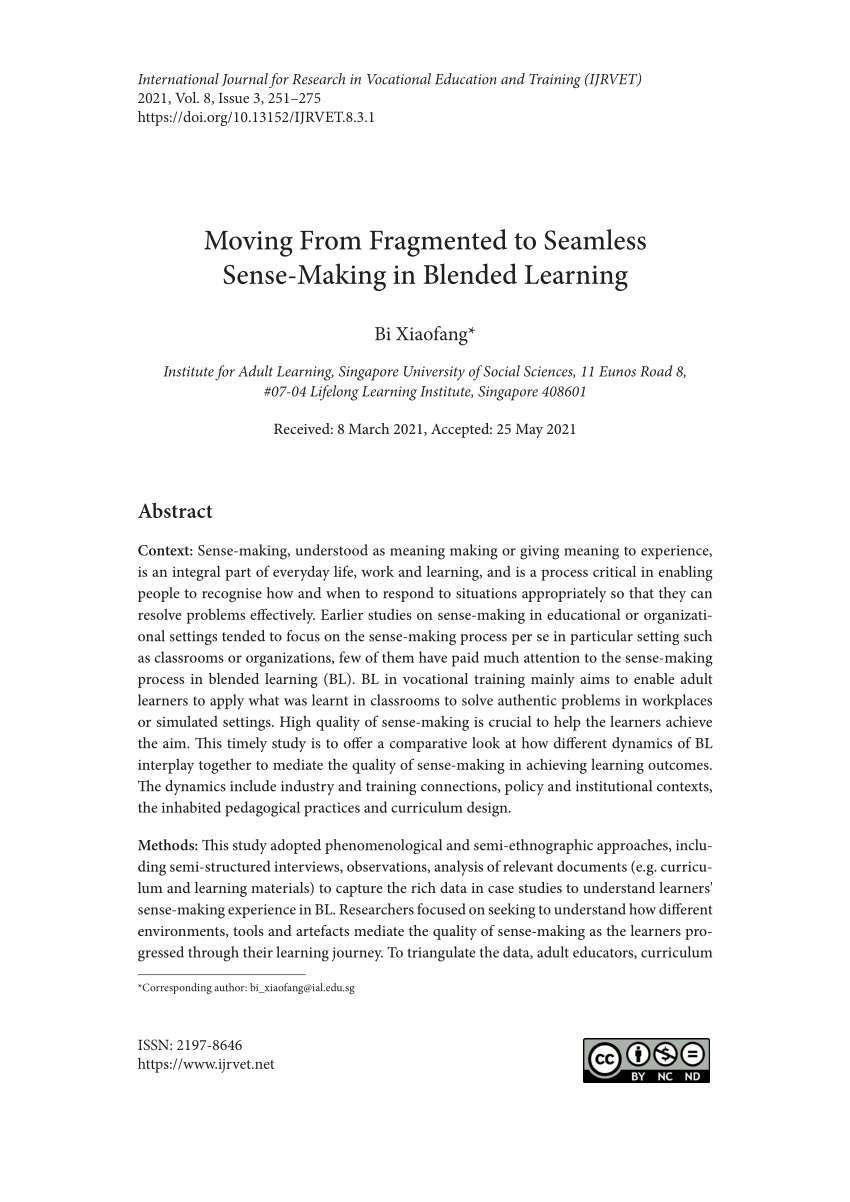 PDF) Moving From Fragmented to Seamless Sense-Making in Blended