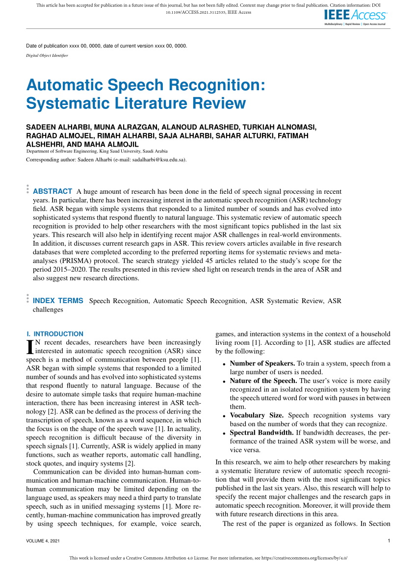 literature survey on speech recognition