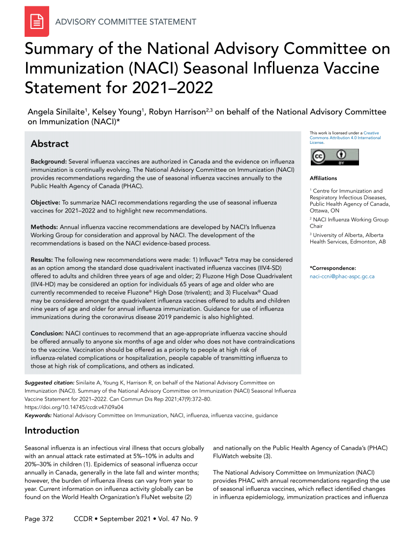 Updated guidance on influenza vaccination during pregnancy: NACI, December  18, 2023 
