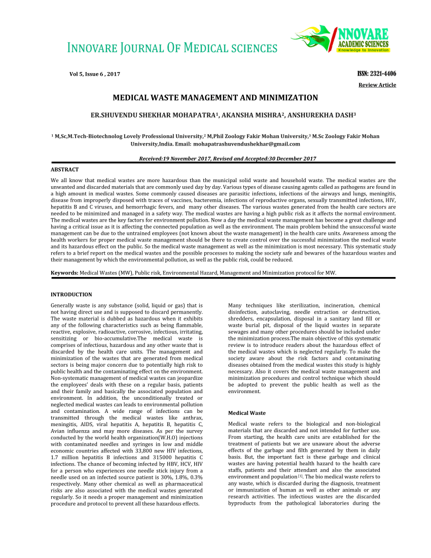 medical waste management research paper