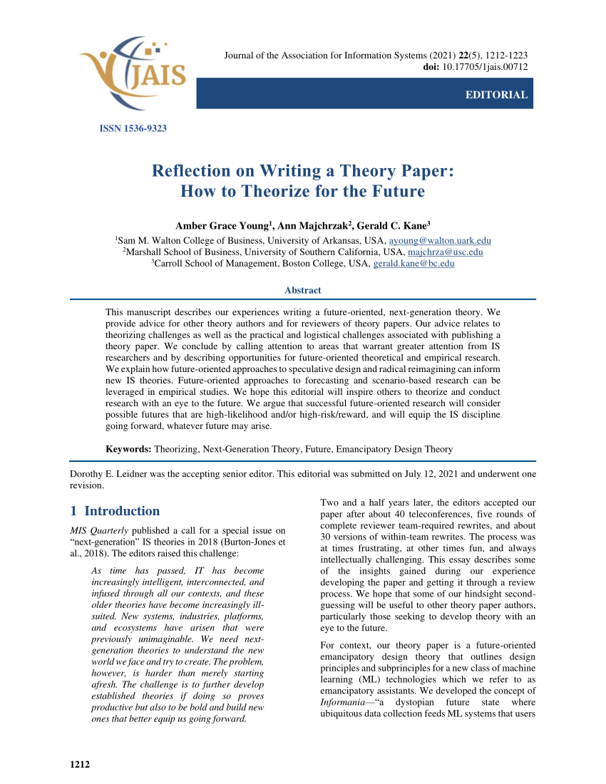 PDF) Reflection on Writing a Theory Paper: How to Theorize for the