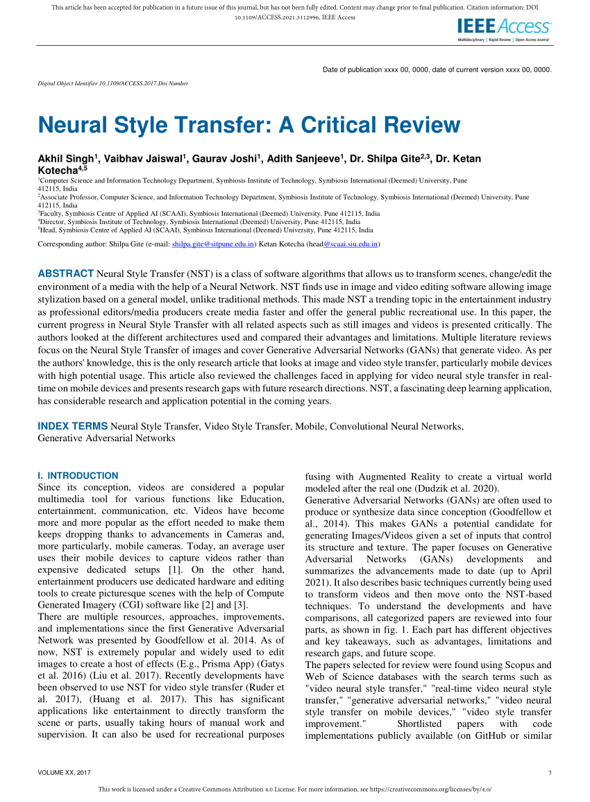 neural style transfer research paper