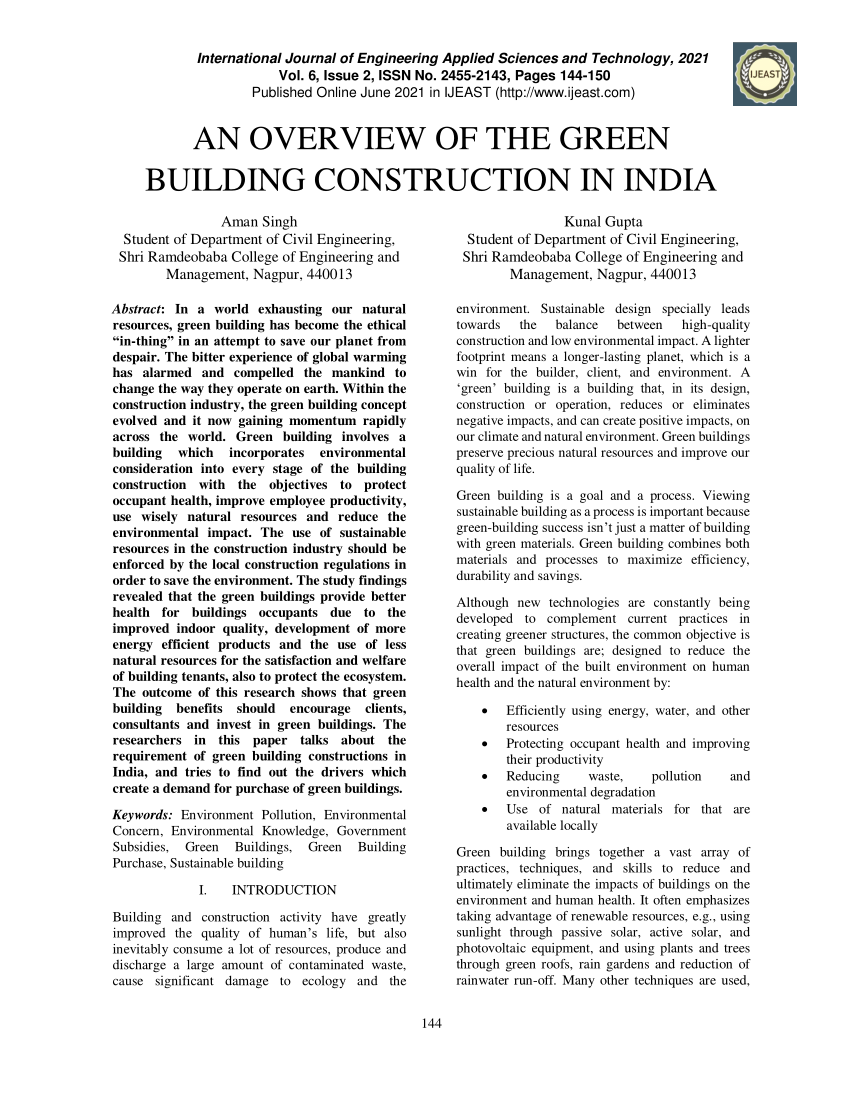 research paper on green building construction