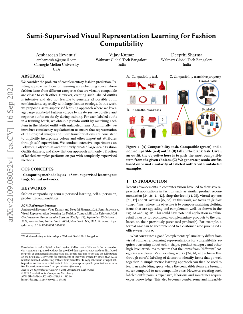 semi supervised visual representation learning for fashion compatibility