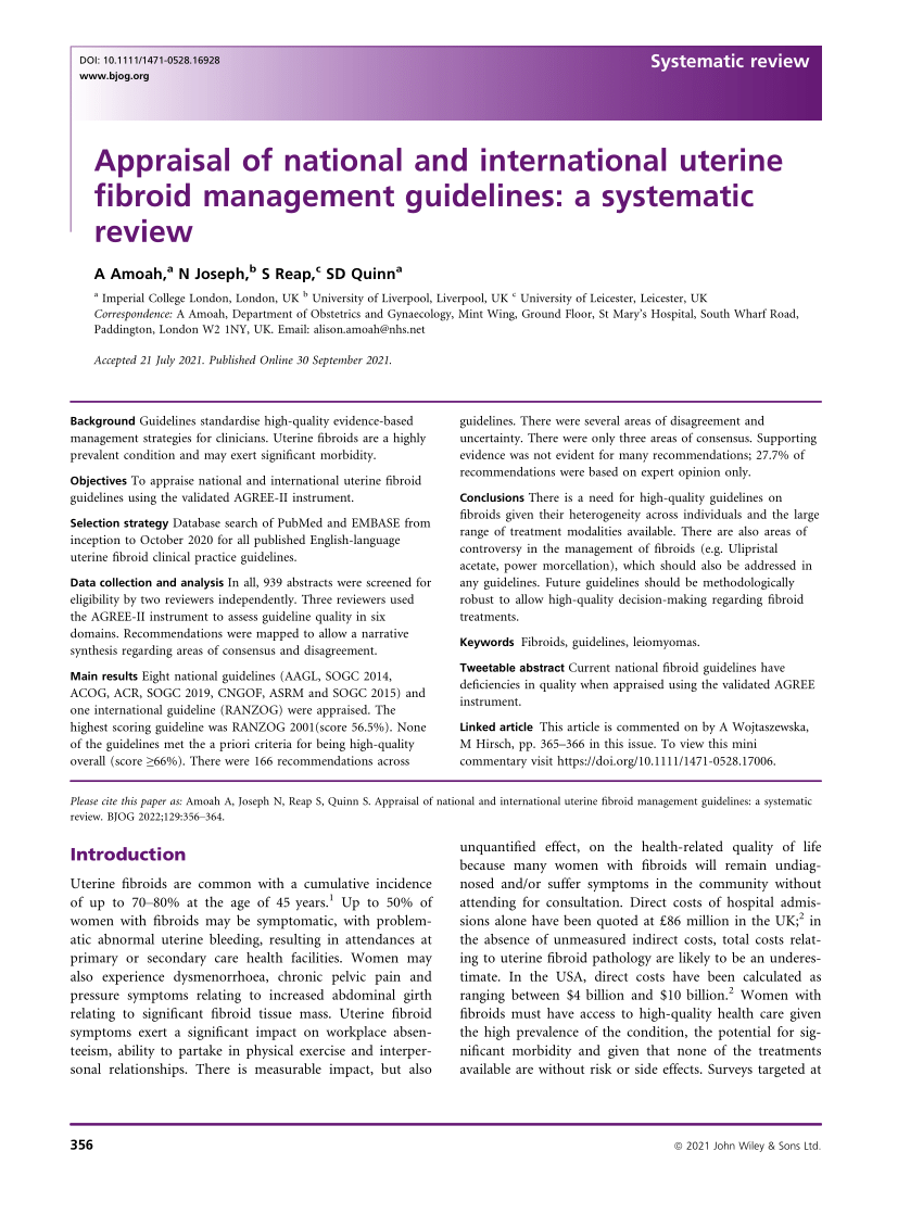 literature review on uterine fibroid