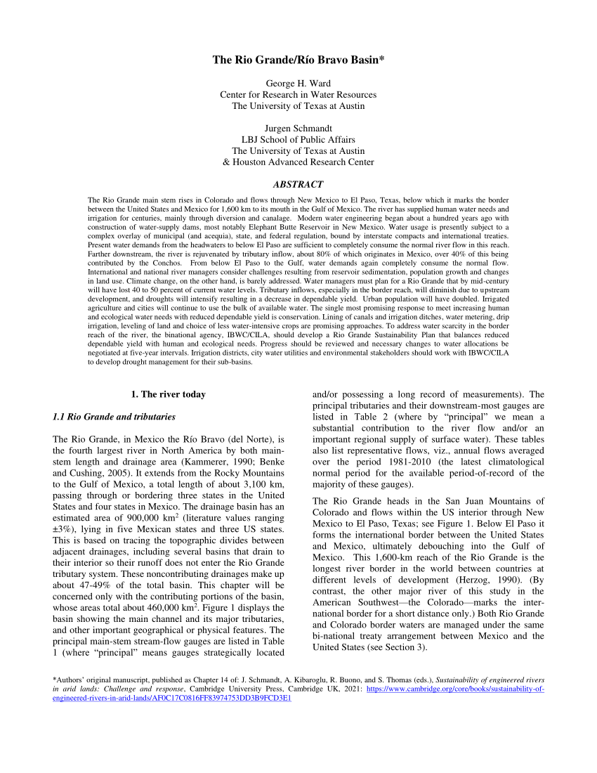 PDF) The Rio Grande / Río Bravo Basin