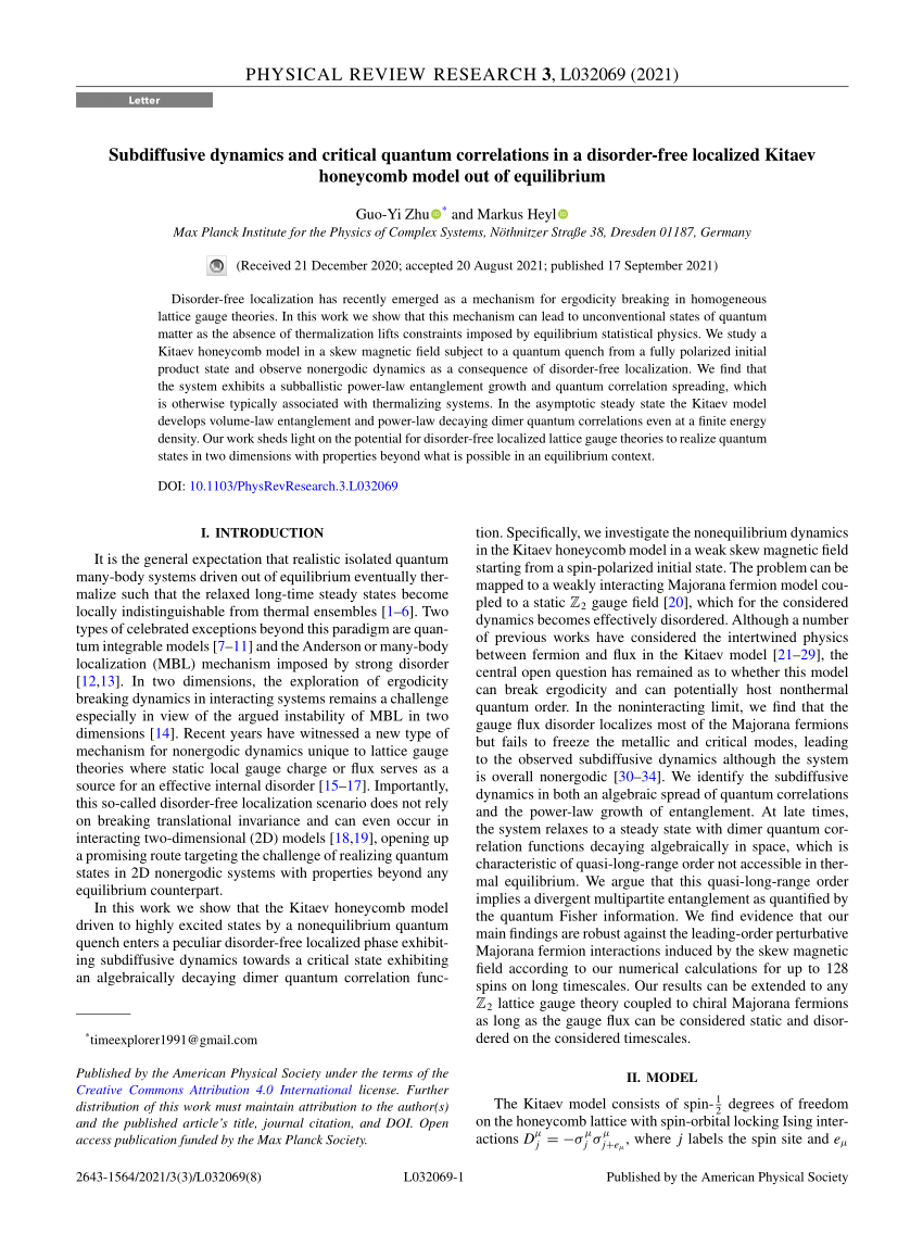 (PDF) Subdiffusive dynamics and critical quantum correlations in a ...