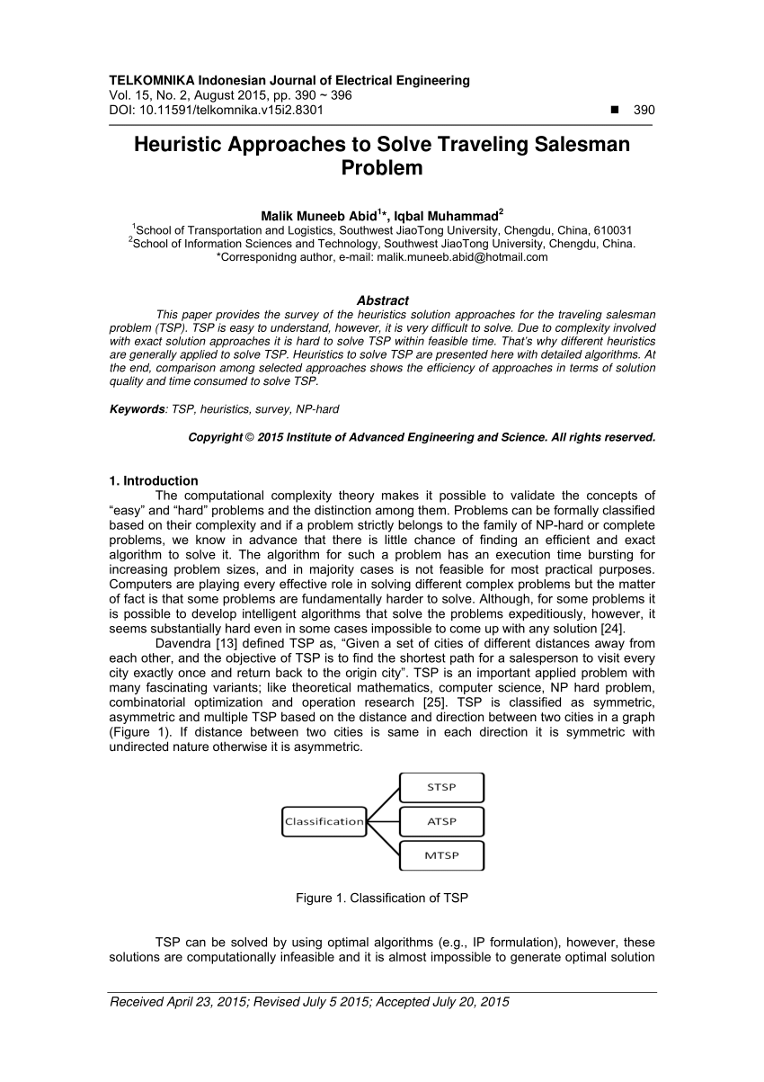 travelling salesman heuristic methods