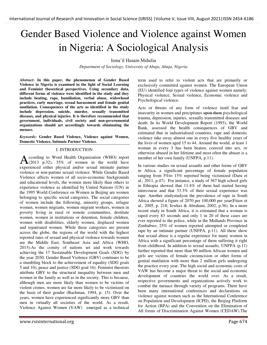 thesis on gender based violence in nigeria