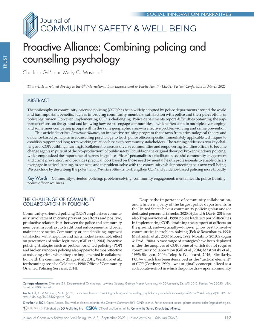 PDF) Proactive Alliance: Combining policing and counselling
