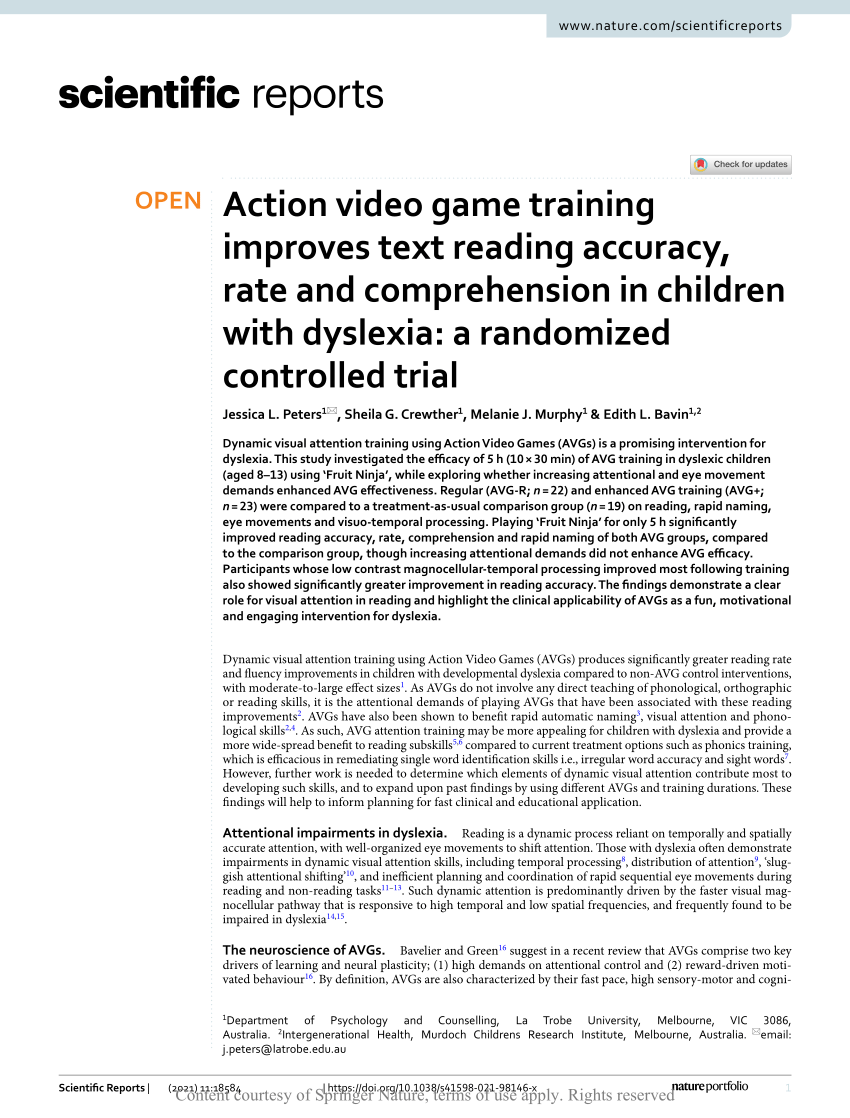 Action video game training improves text reading accuracy, rate