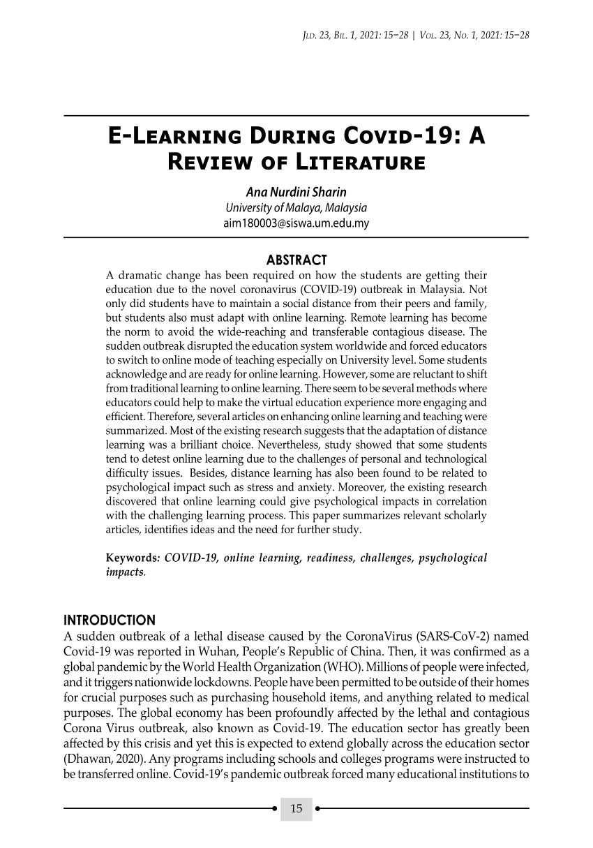 theoretical literature review on covid 19