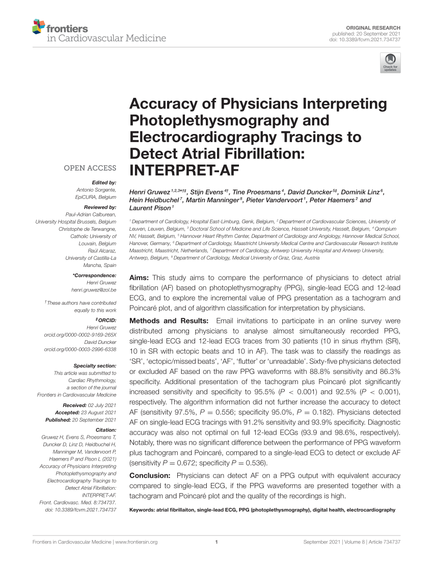 PDF) Accuracy of Physicians Interpreting Photoplethysmography and  Electrocardiography Tracings to Detect Atrial Fibrillation: INTERPRET-AF