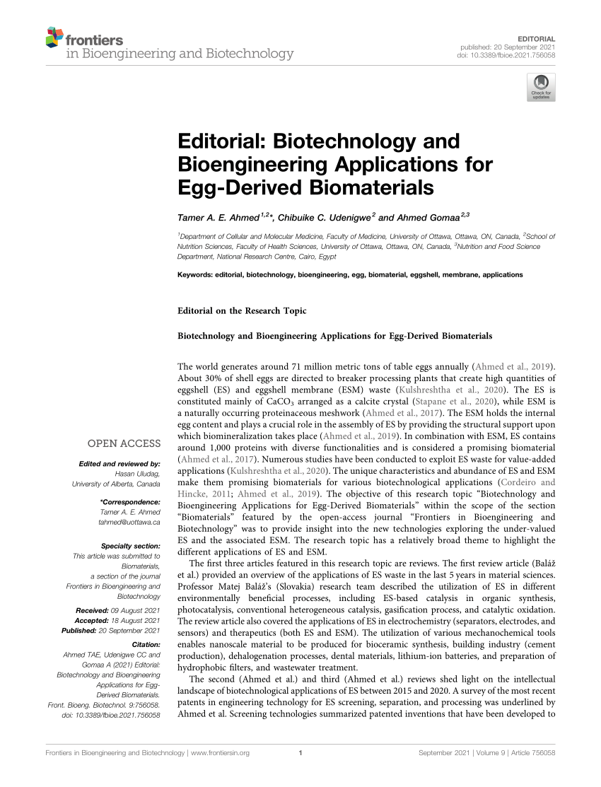 (PDF) Editorial Biotechnology and Bioengineering Applications for Egg