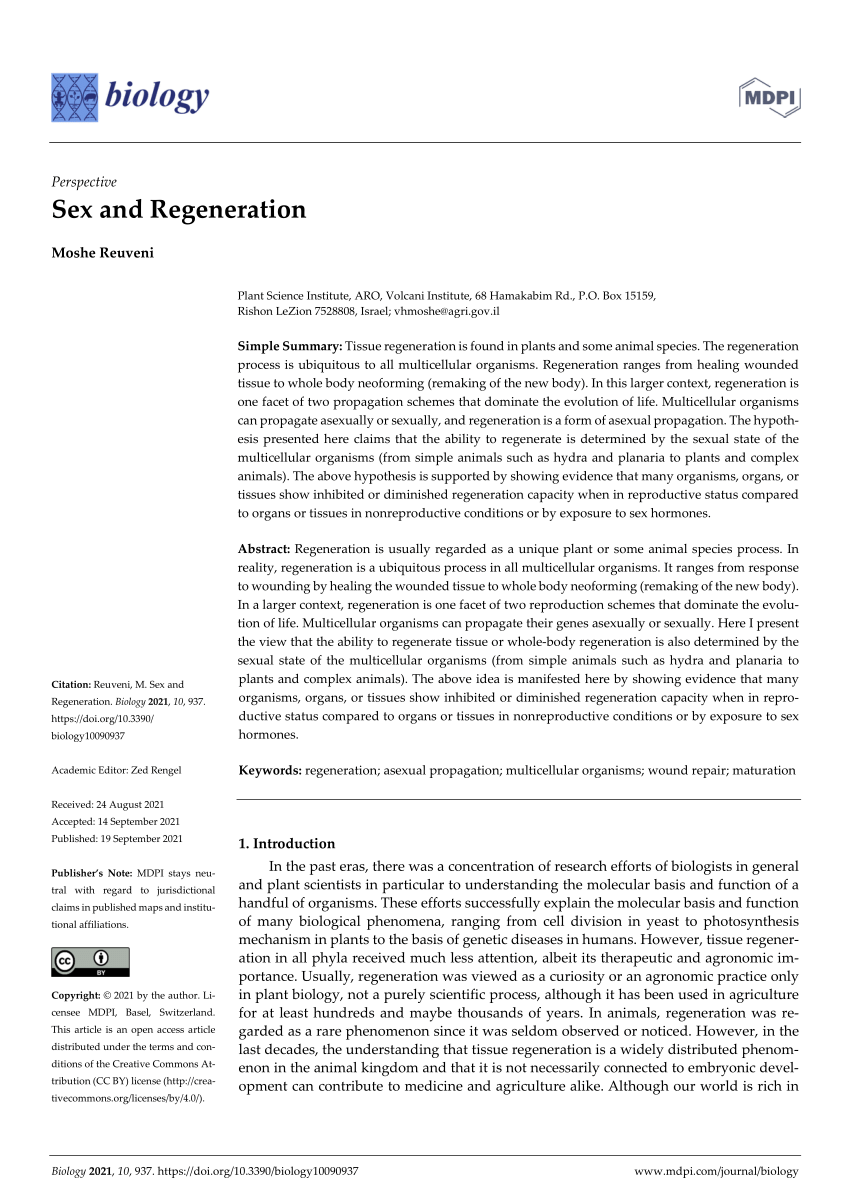 Pdf Sex And Regeneration 