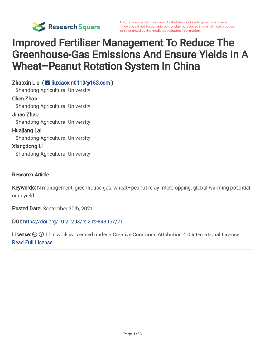 PDF) Improved Fertiliser Management To Reduce The Greenhouse-Gas 