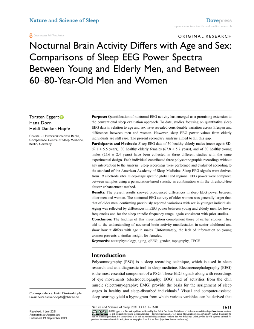 PDF) Nocturnal Brain Activity Differs with Age and Sex: Comparisons of  Sleep EEG Power Spectra Between Young and Elderly Men, and Between 60–80- Year-Old Men and Women