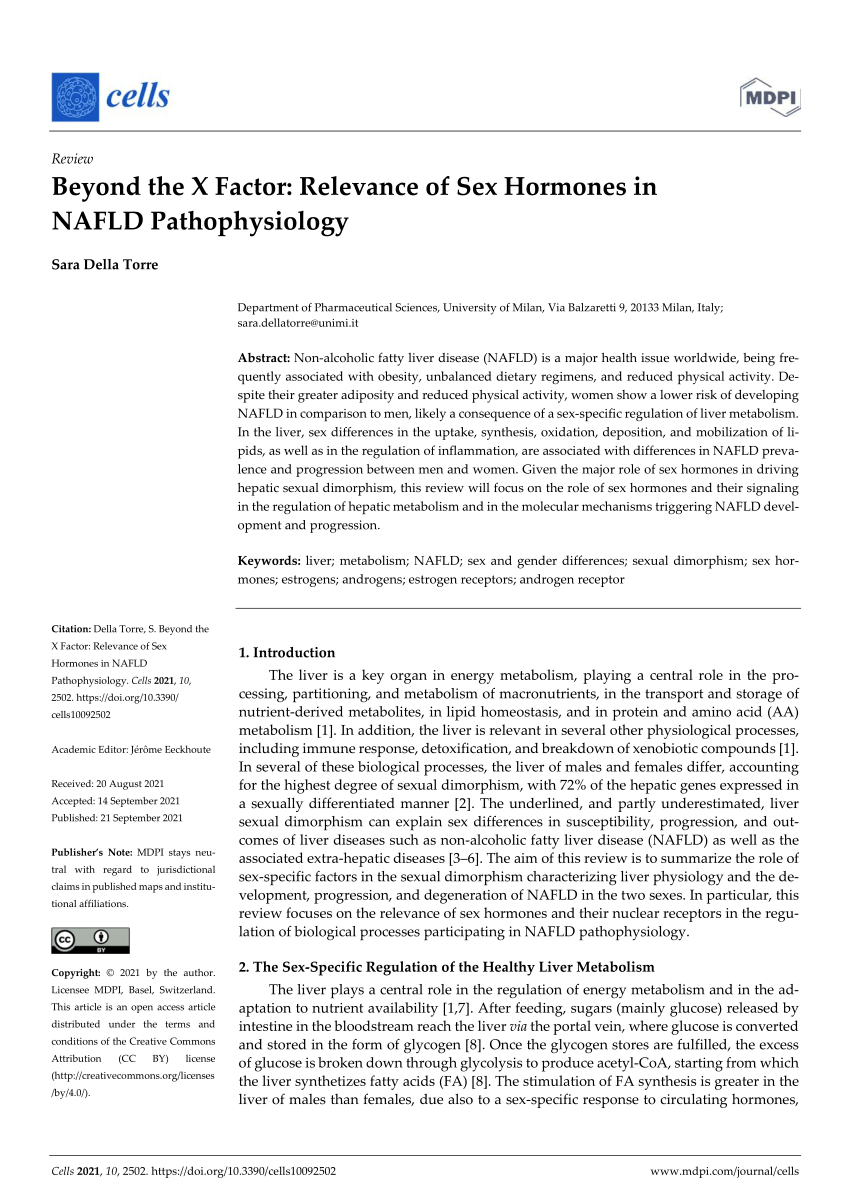 PDF Beyond the X Factor Relevance of Sex Hormones in NAFLD  