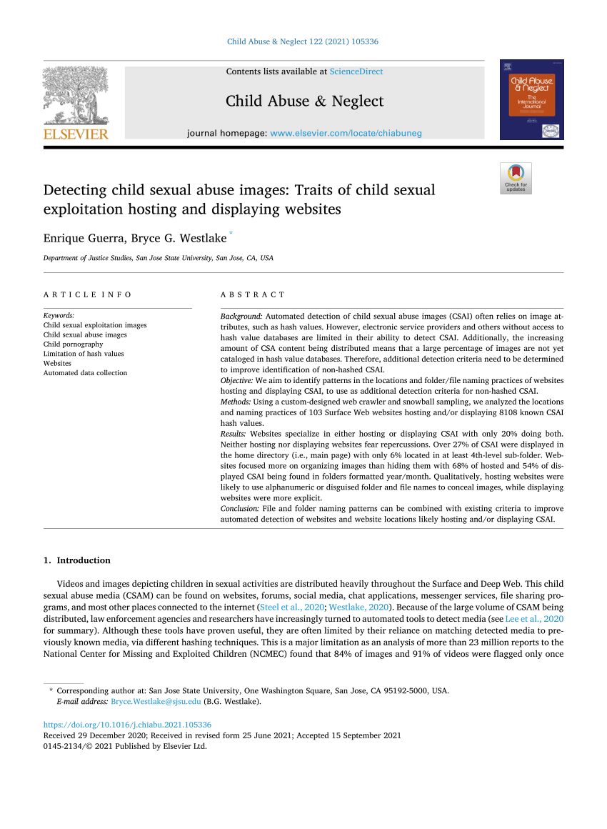 PDF) Detecting child sexual abuse images: Traits of child sexual  exploitation hosting and displaying websites