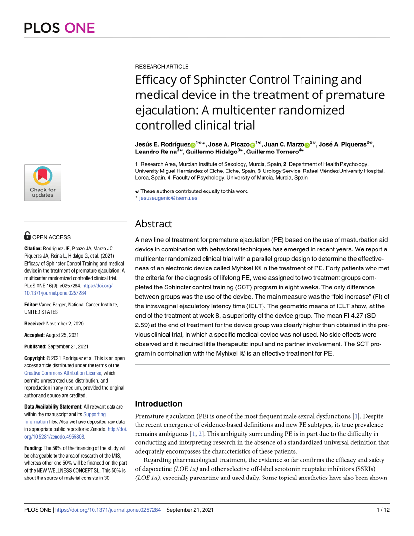 PDF Efficacy of Sphincter Control Training and medical device in