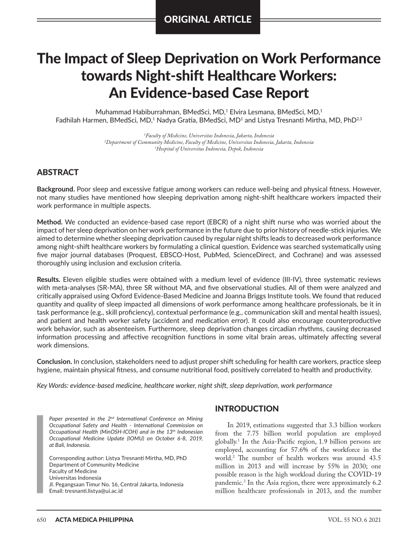 Attitudes and knowledge of nurses working at night and sleep