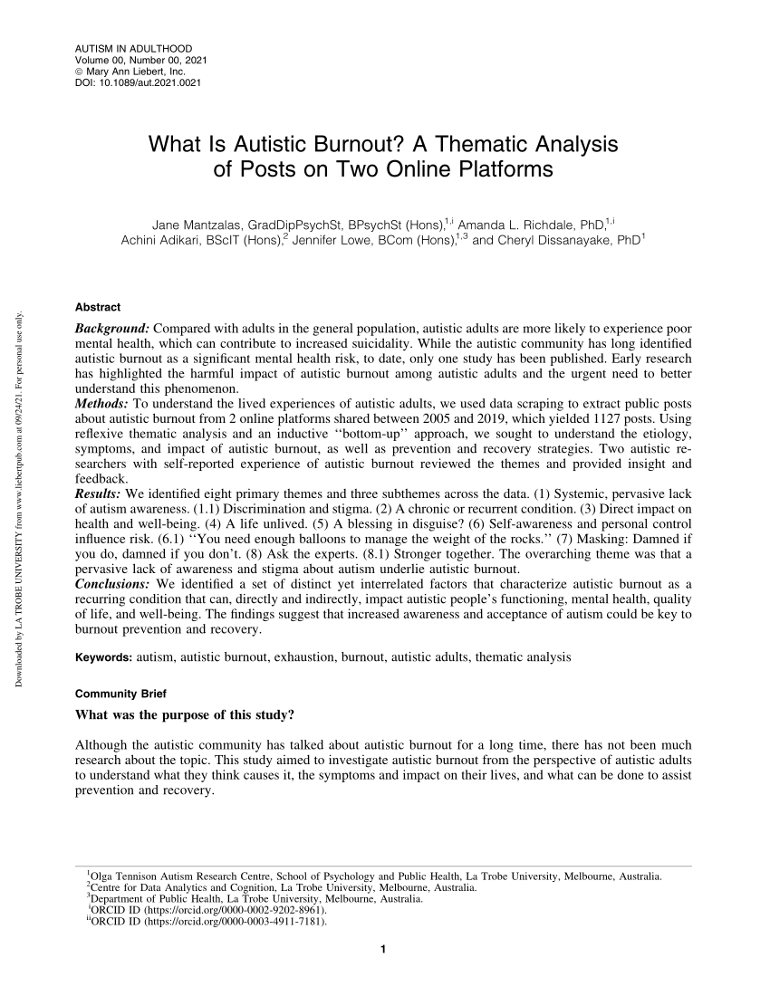 Publication: Autistic Burnout: A Brief Guide to Recovery and