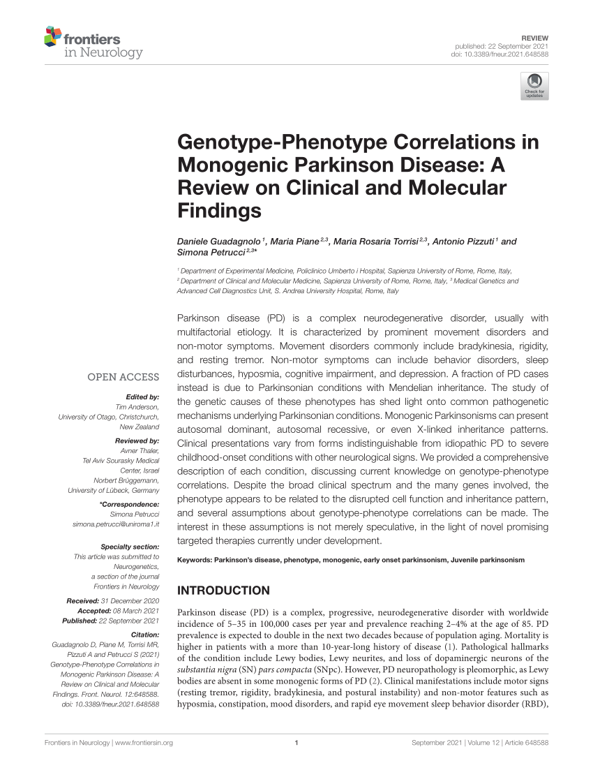 PDF Genotype Phenotype Correlations in Monogenic Parkinson  