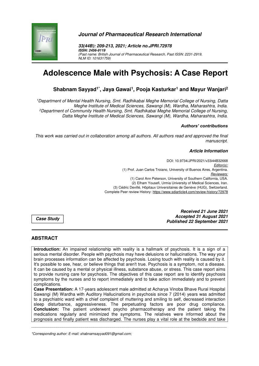 psychosis case study pdf