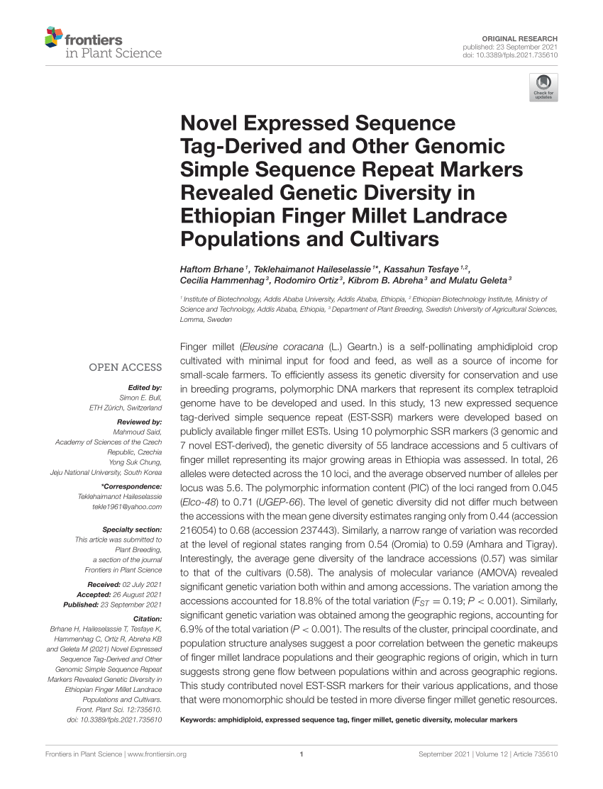 PDF) Novel Expressed Sequence Tag-Derived and Other Genomic Simple 