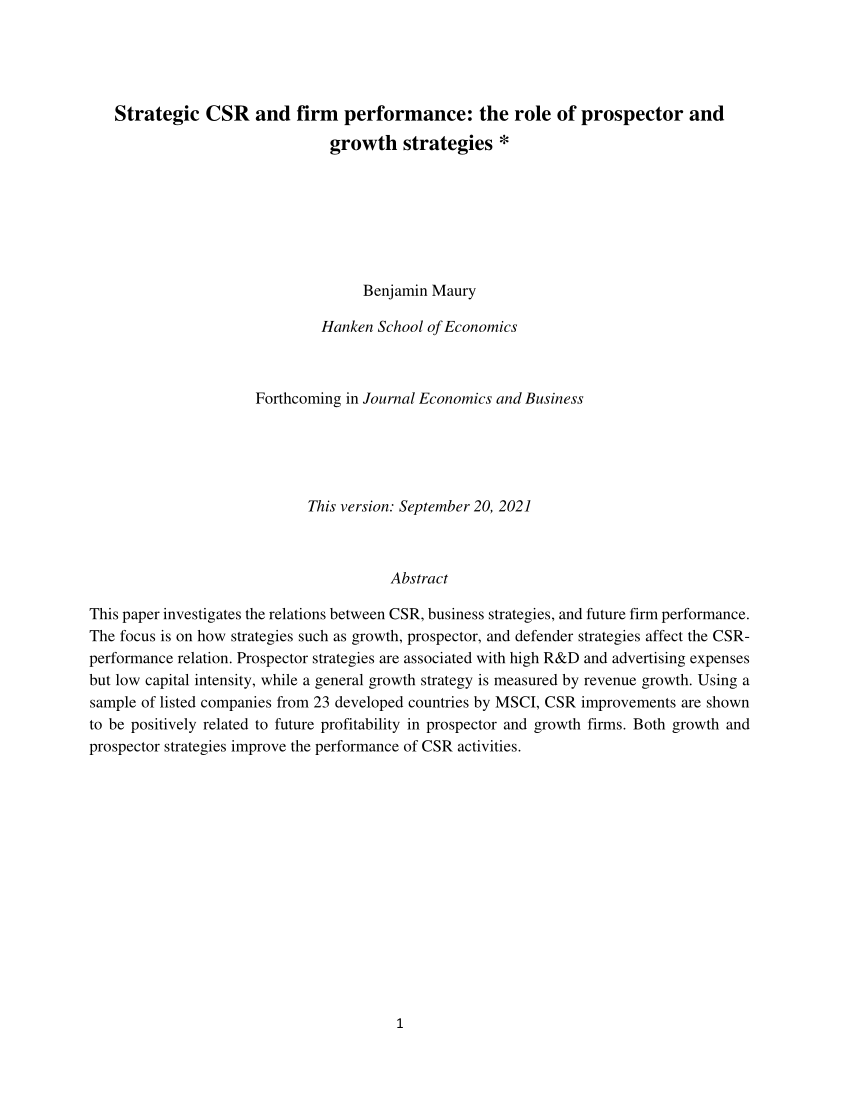 csr and firm performance thesis