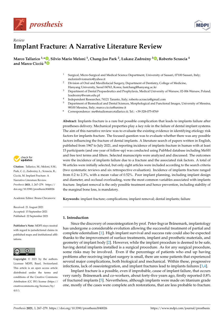 implant fracture a narrative literature review